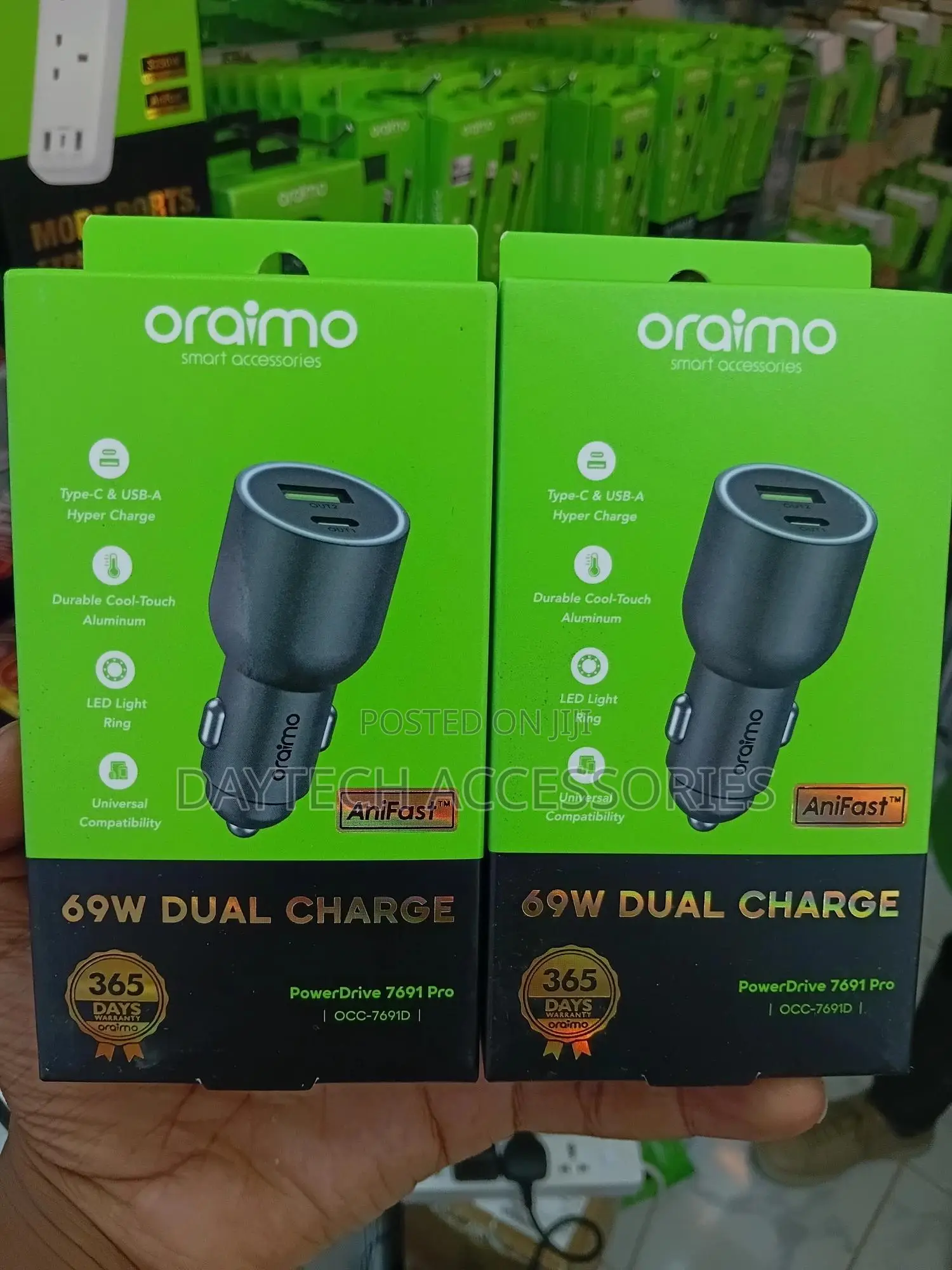 Oraimo 69w Dual Charge Incar Charger Occ-7691d