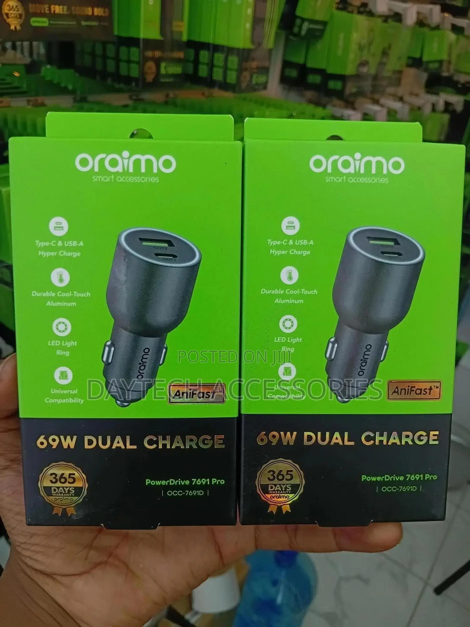 Oraimo 69w Dual Charge Incar Charger Occ-7691d