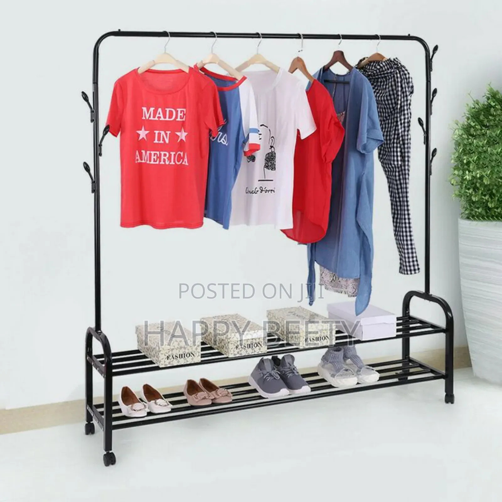 Fancy Hone Garment Rack With Lower Storage Rack
