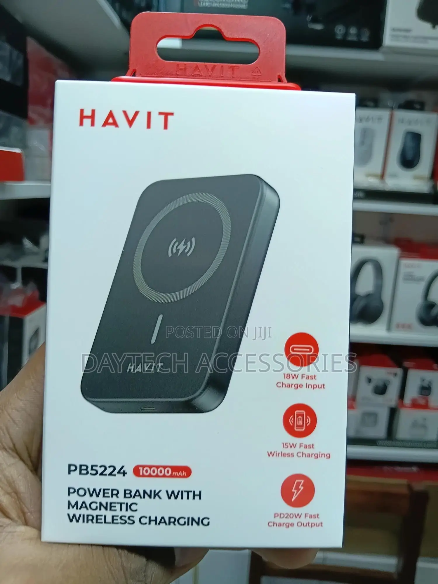 Havit Pb5224 10000mah Power Bank With Magnetic Wireless Charging.