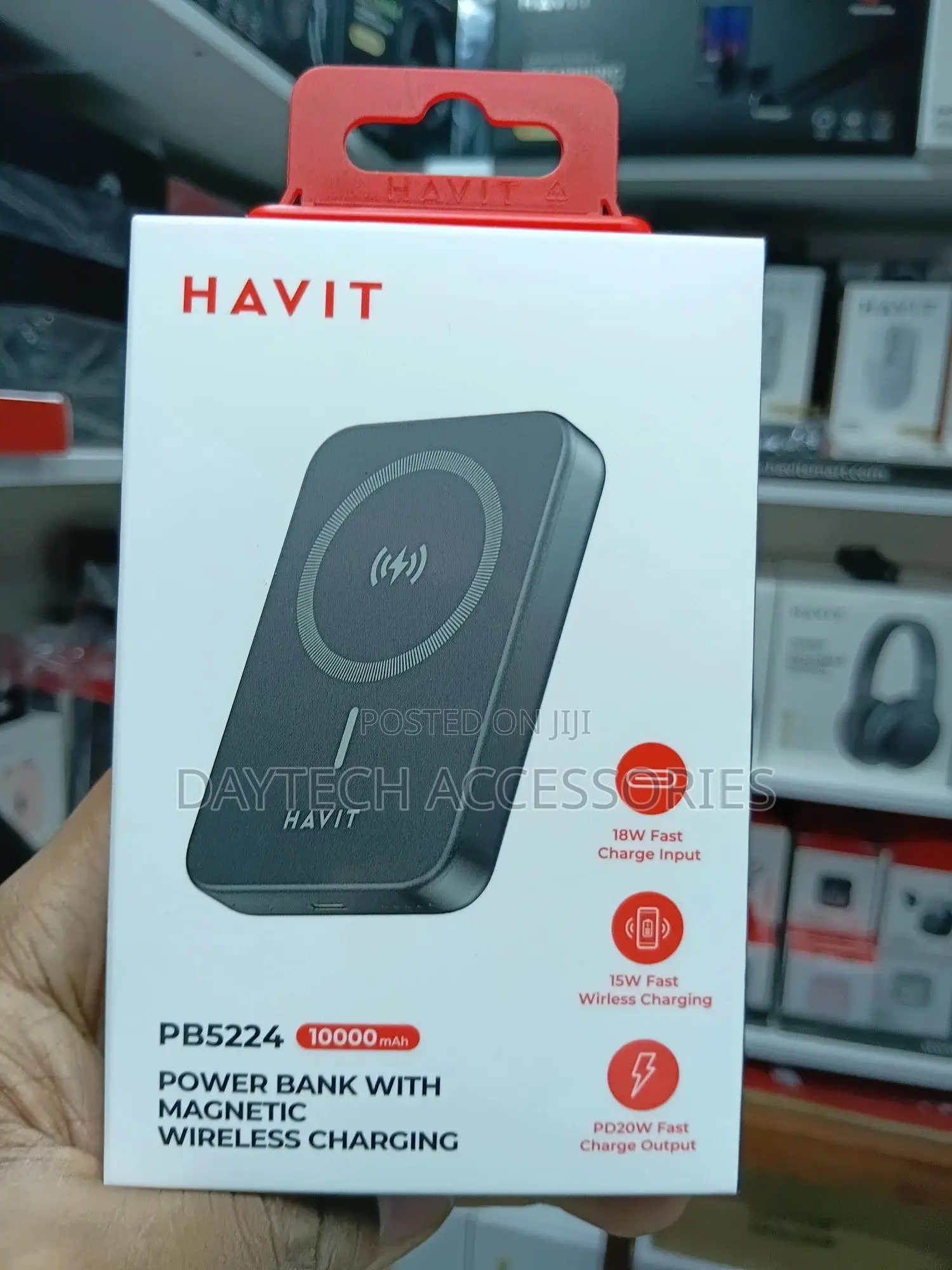 Havit Pb5224 10000mah Power Bank With Magnetic Wireless Charging.