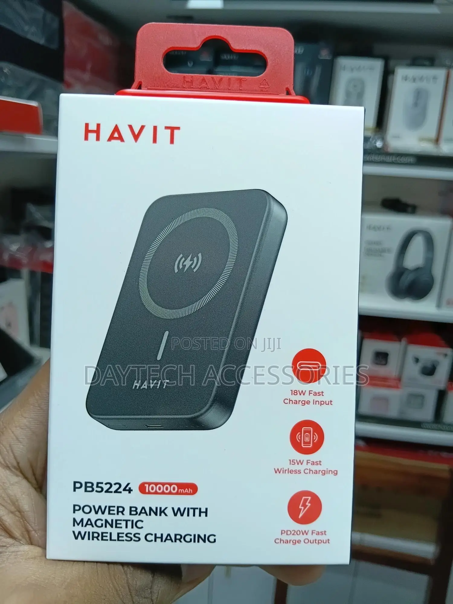 Havit Pb5224 10000mah Power Bank With Magnetic Wireless Charging.