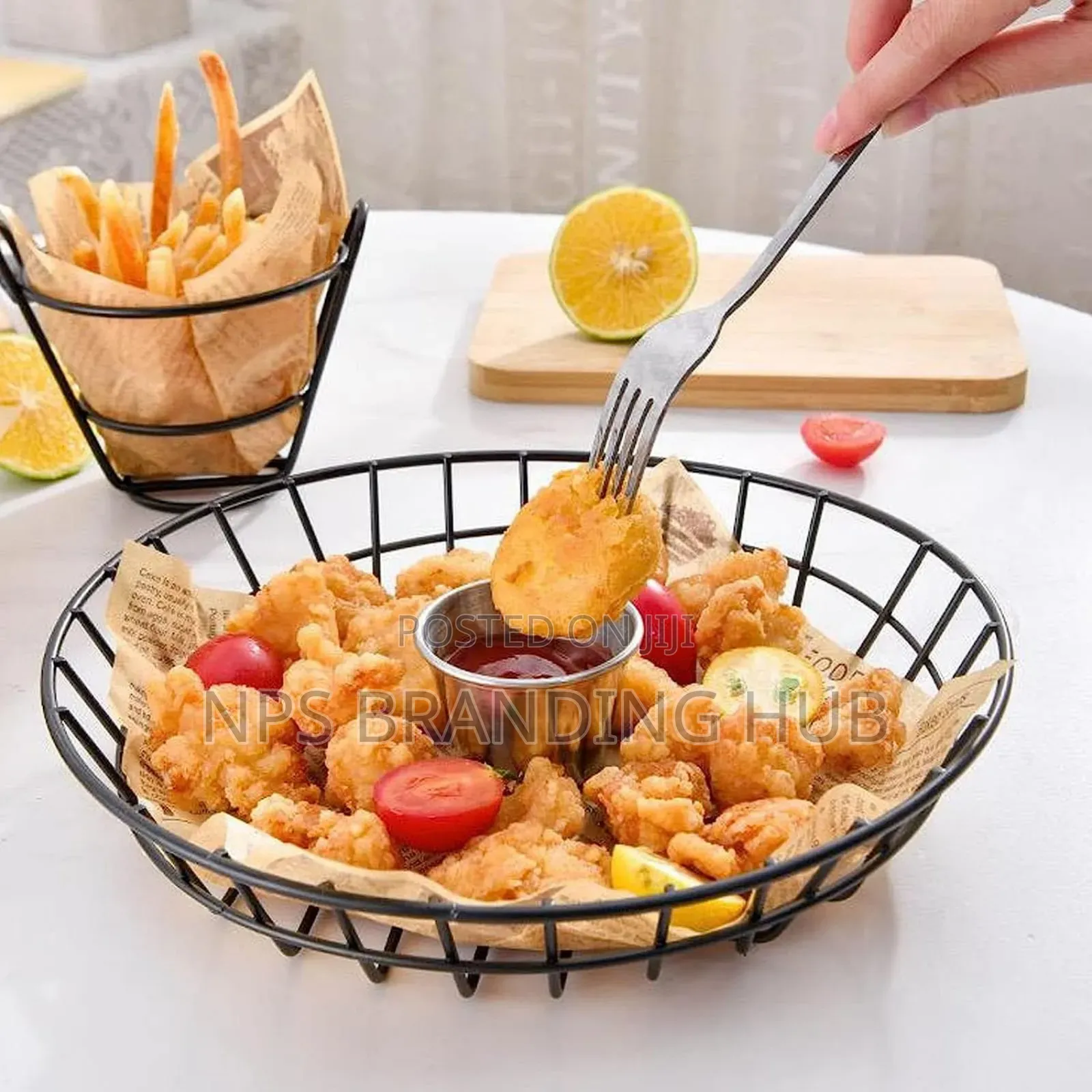 Fries Basket,French Fries Strainer/Holder for Serving (Round 20cm) HBC