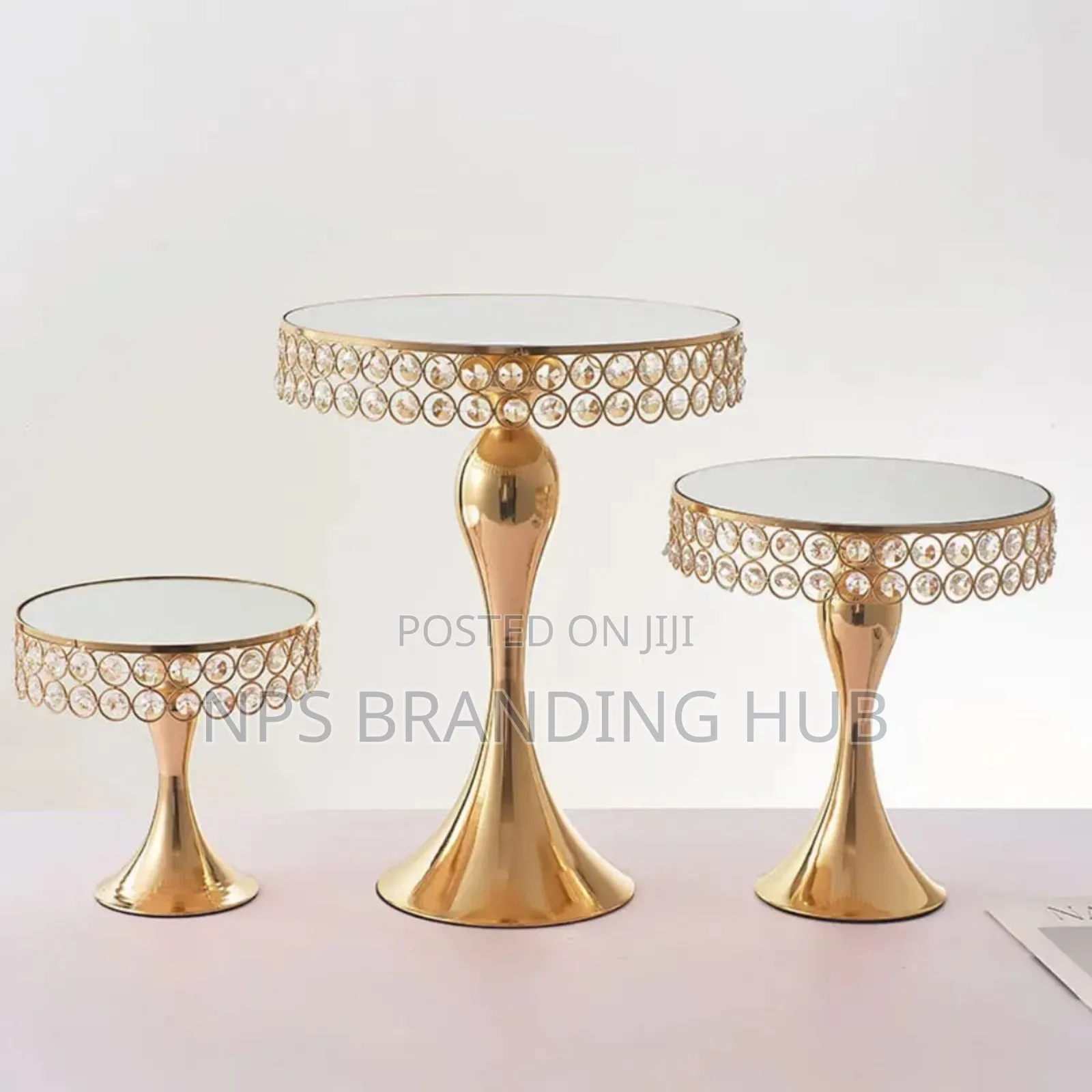 3pcs Gold Cake Stands With Stainless Steel Mirror Size 20/25/30cm E.H