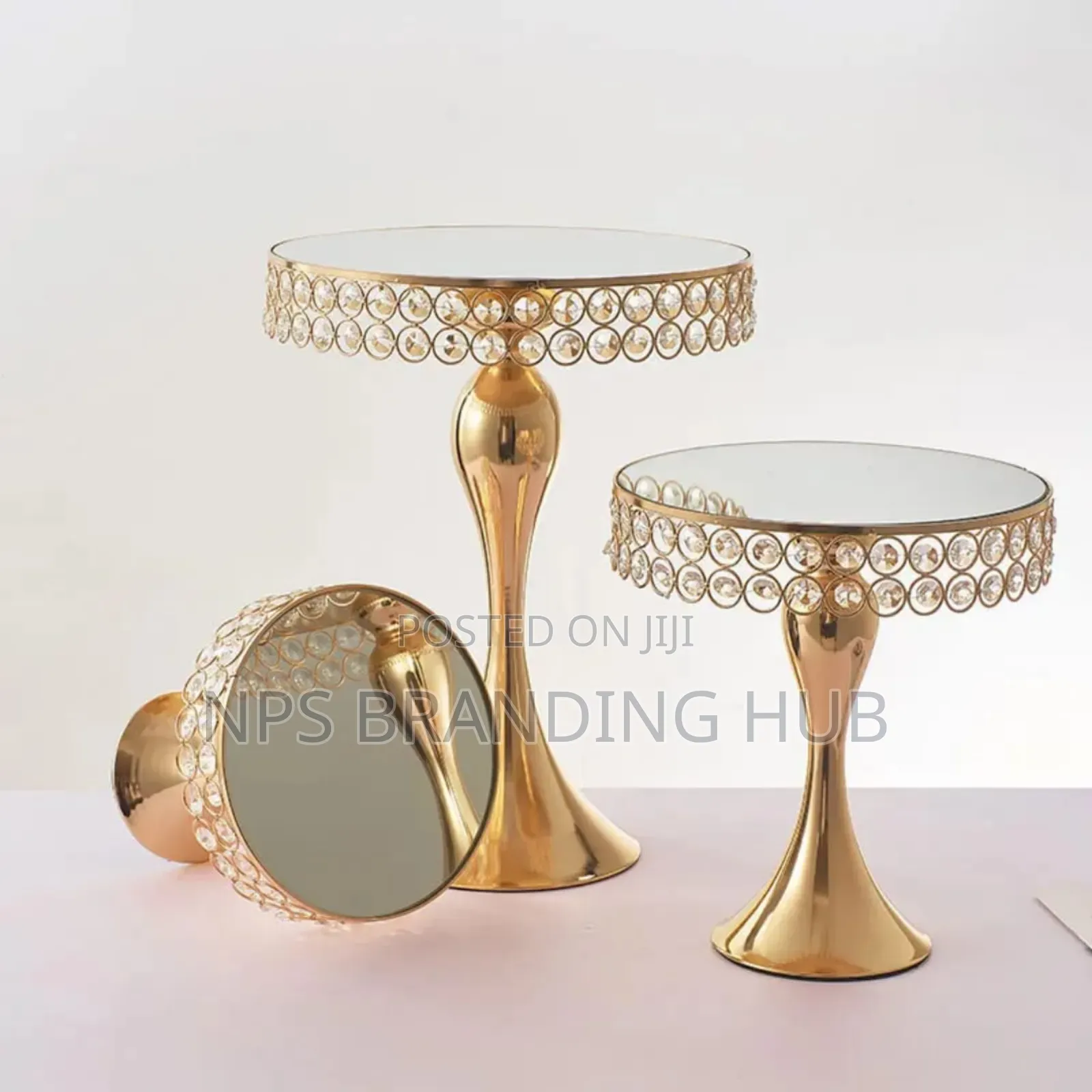 3pcs Gold Cake Stands With Stainless Steel Mirror Size 20/25/30cm E.H