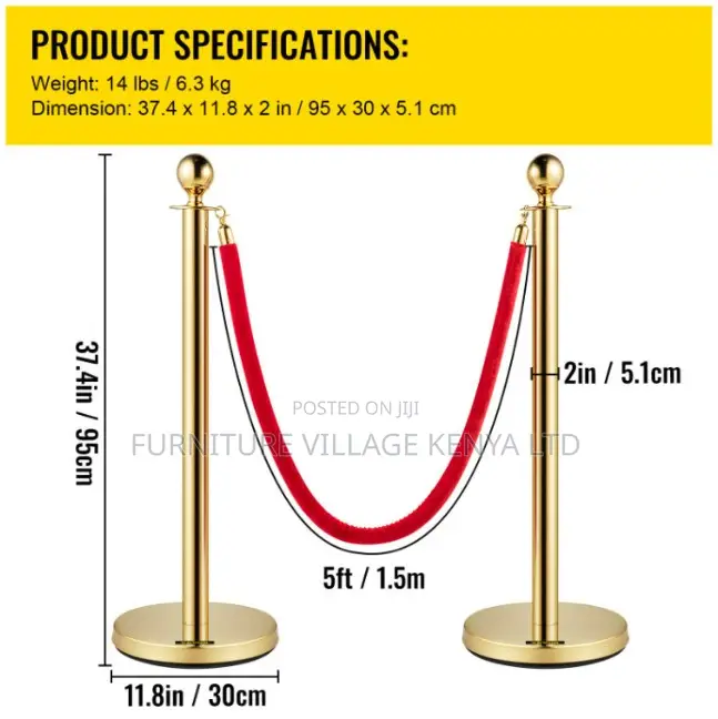 Gold Crowd Control Barrier Set of Six Pieces