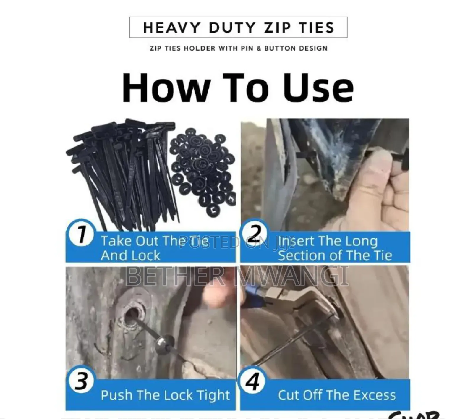 Heavy Duty Zip Ties (200pc Pack) in Kenya