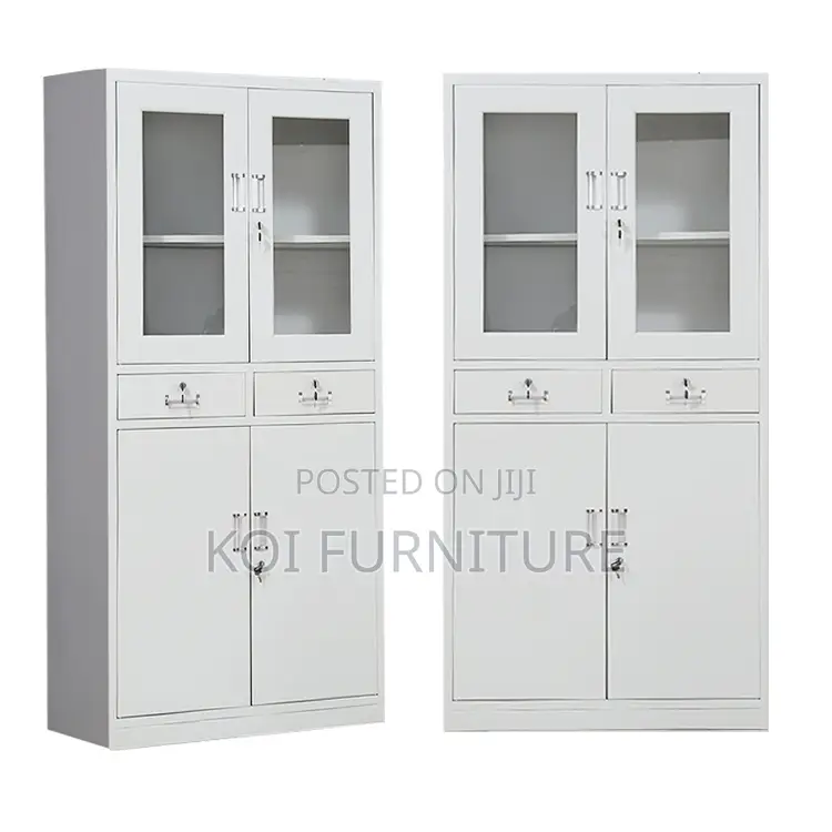 Office Cabinet : Modern 2-Door Glass Metal Filing Cabinet