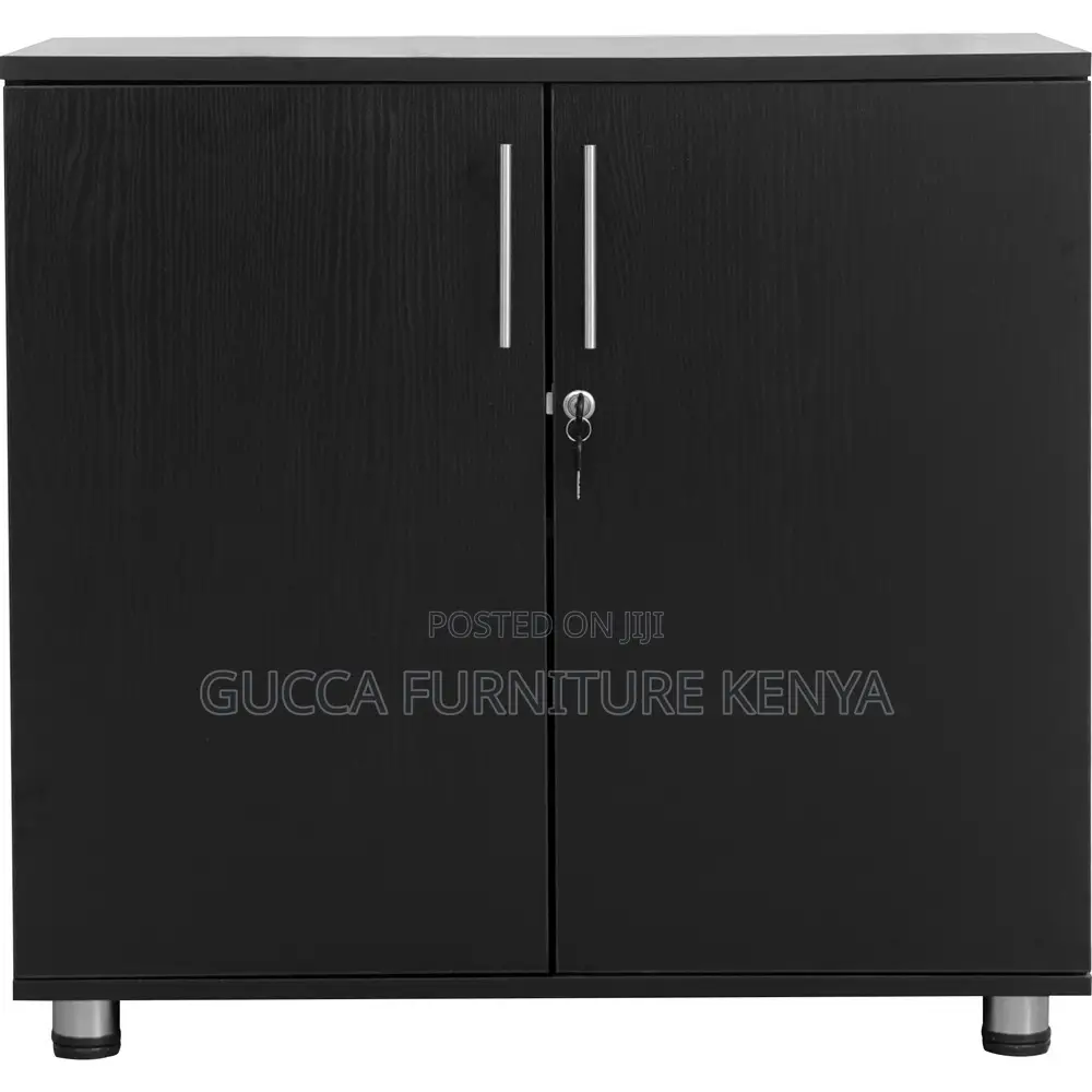 Credenza 2 Door Black Lockable Filing Cabinet