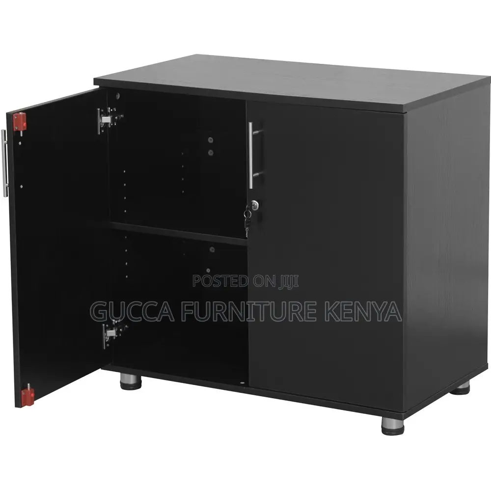 Credenza 2 Door Black Lockable Filing Cabinet
