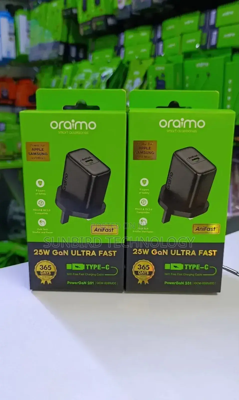 Oraimo 25w Gan Ultra Fast C to C Charger
