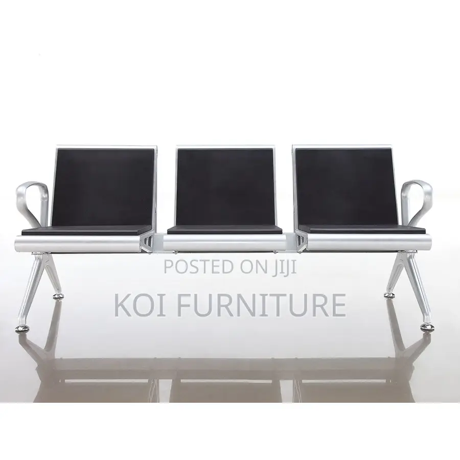 Office Bench : 3 Seater Heavy Duty Link Black Chair