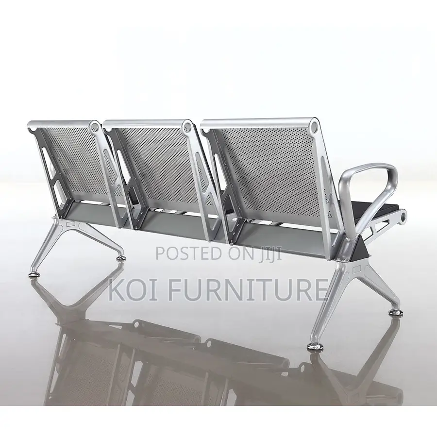 Office Bench : 3 Seater Heavy Duty Link Black Chair
