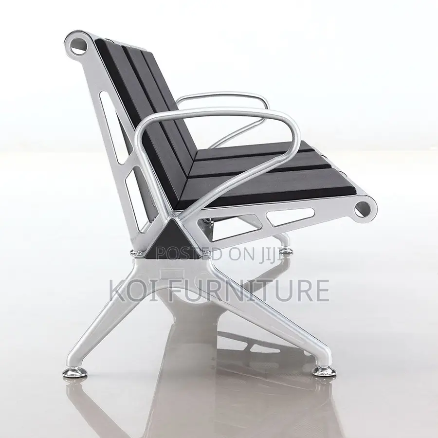 Office Bench : 3 Seater Heavy Duty Link Black Chair