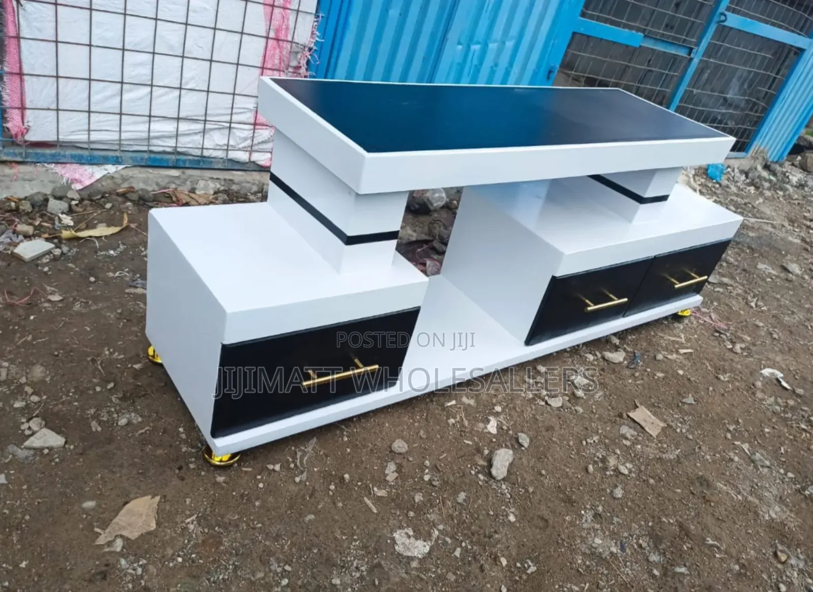 Executive Modern Tv Stand With Marble Coating and Light