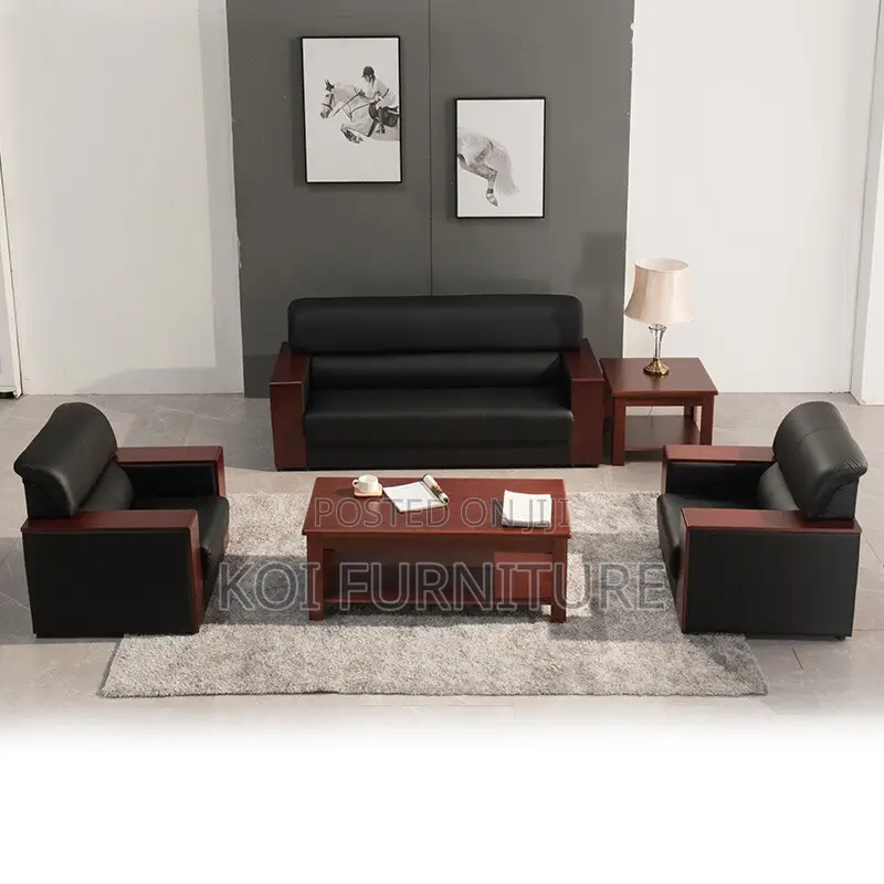 Office Sofa : 5-Seater Leather Executive Office Sofa Set