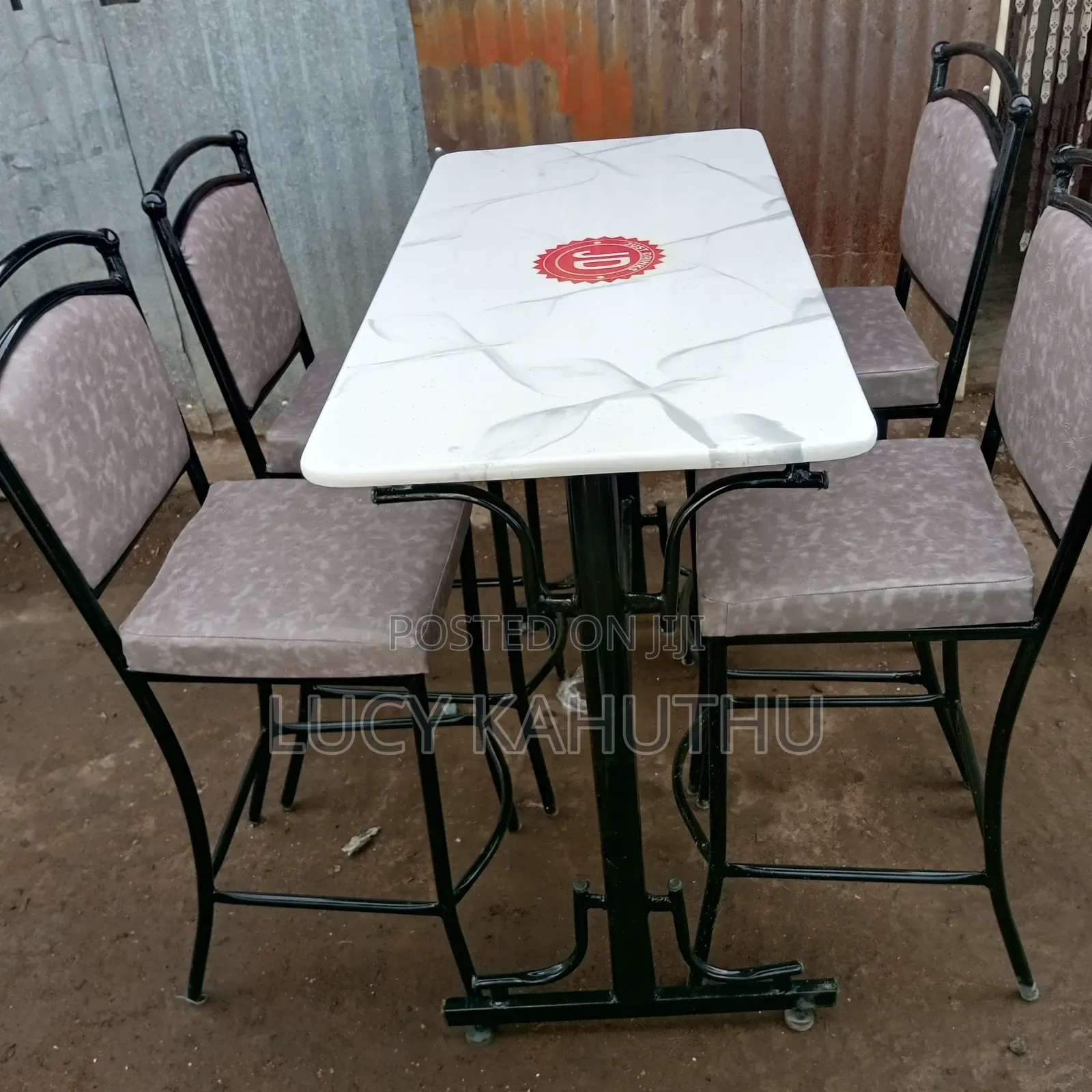 High Table With Ball Chairs Marble Top With Log