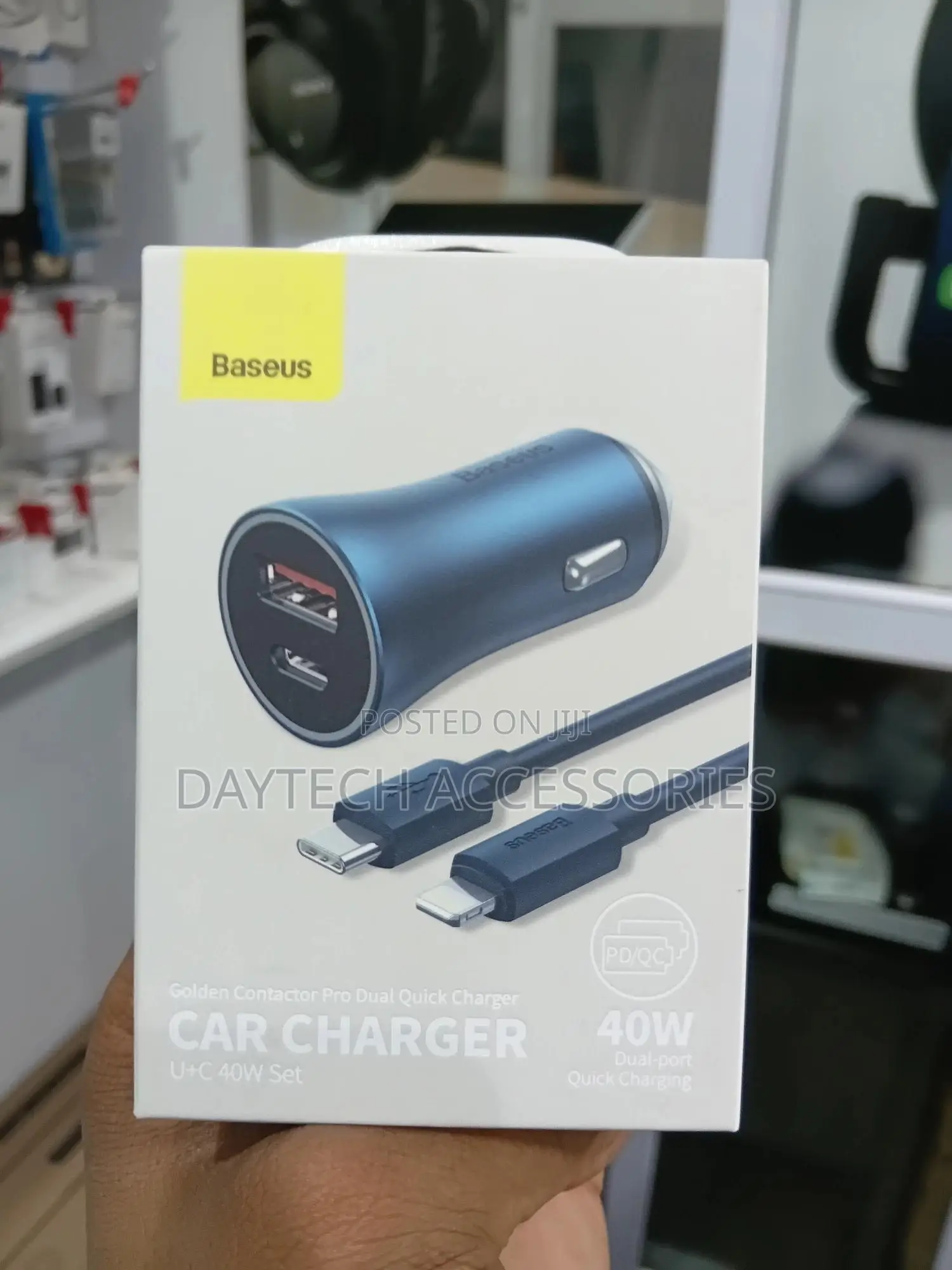 Baseus Golden Contactor Pro Charger Car Charger U+C 40w With Cable.