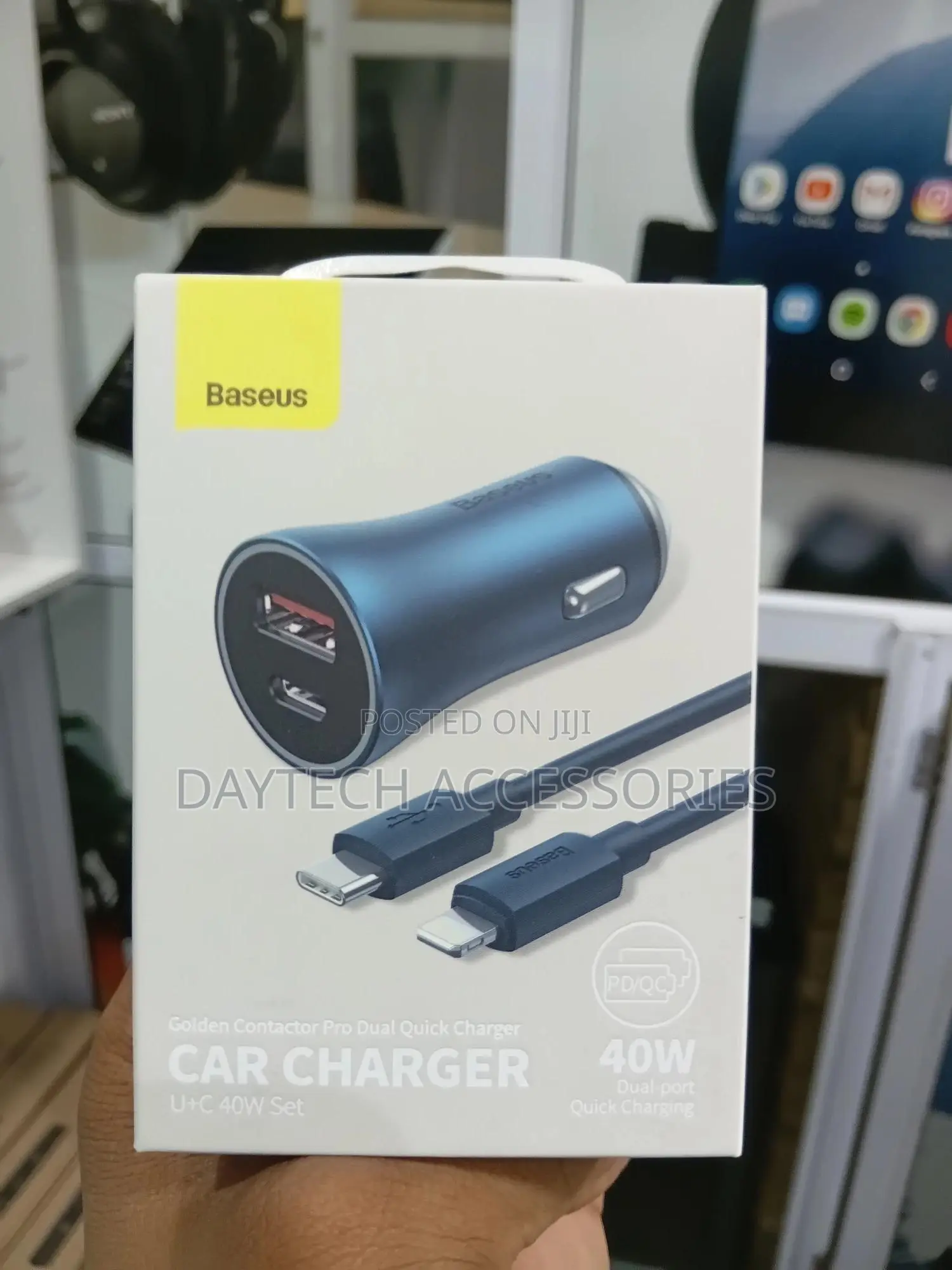 Baseus Golden Contactor Pro Charger Car Charger U+C 40w With Cable.