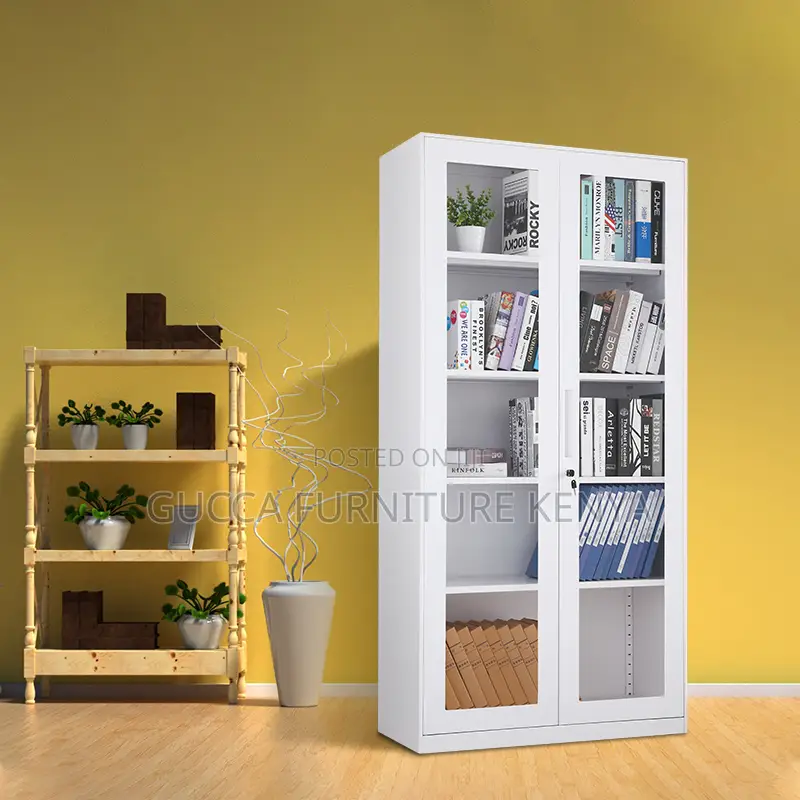 2-Swing Door Glass Front Storage File Cabinet