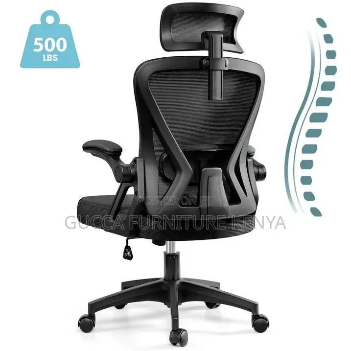 Black Ergonomic Study Chair With Adjustable Arms