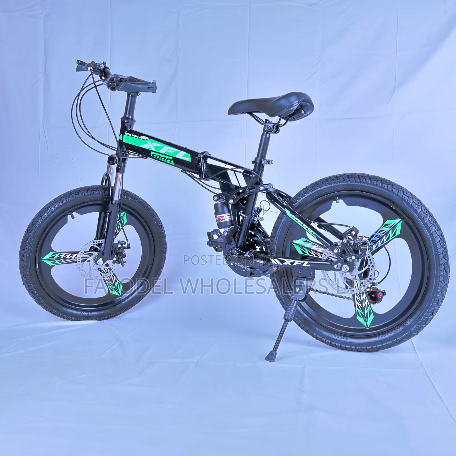 21-Speed Green XFL Foldable Mountain Bike