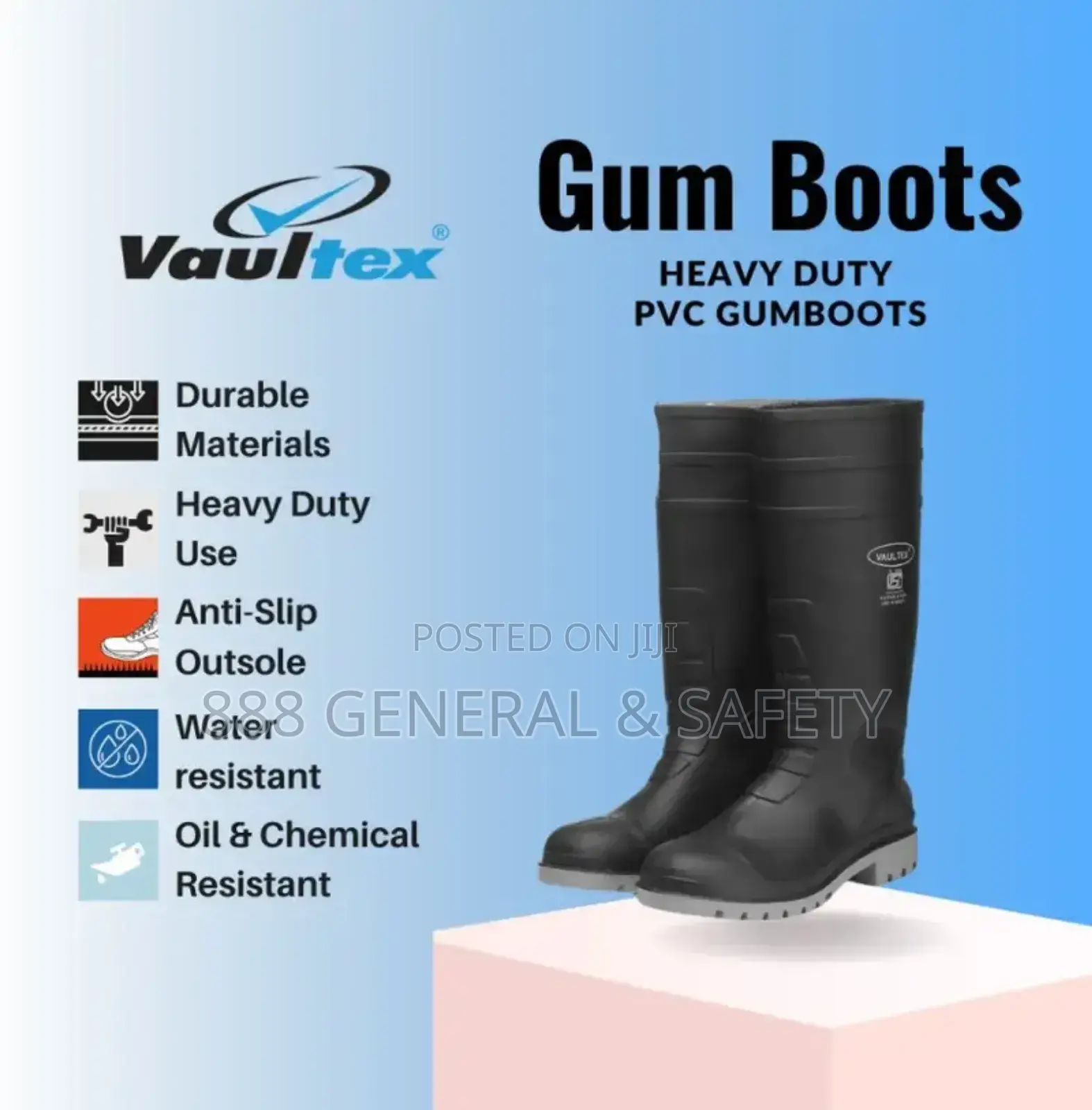 Vaultex Steel Toe Black Safety Gumboots.