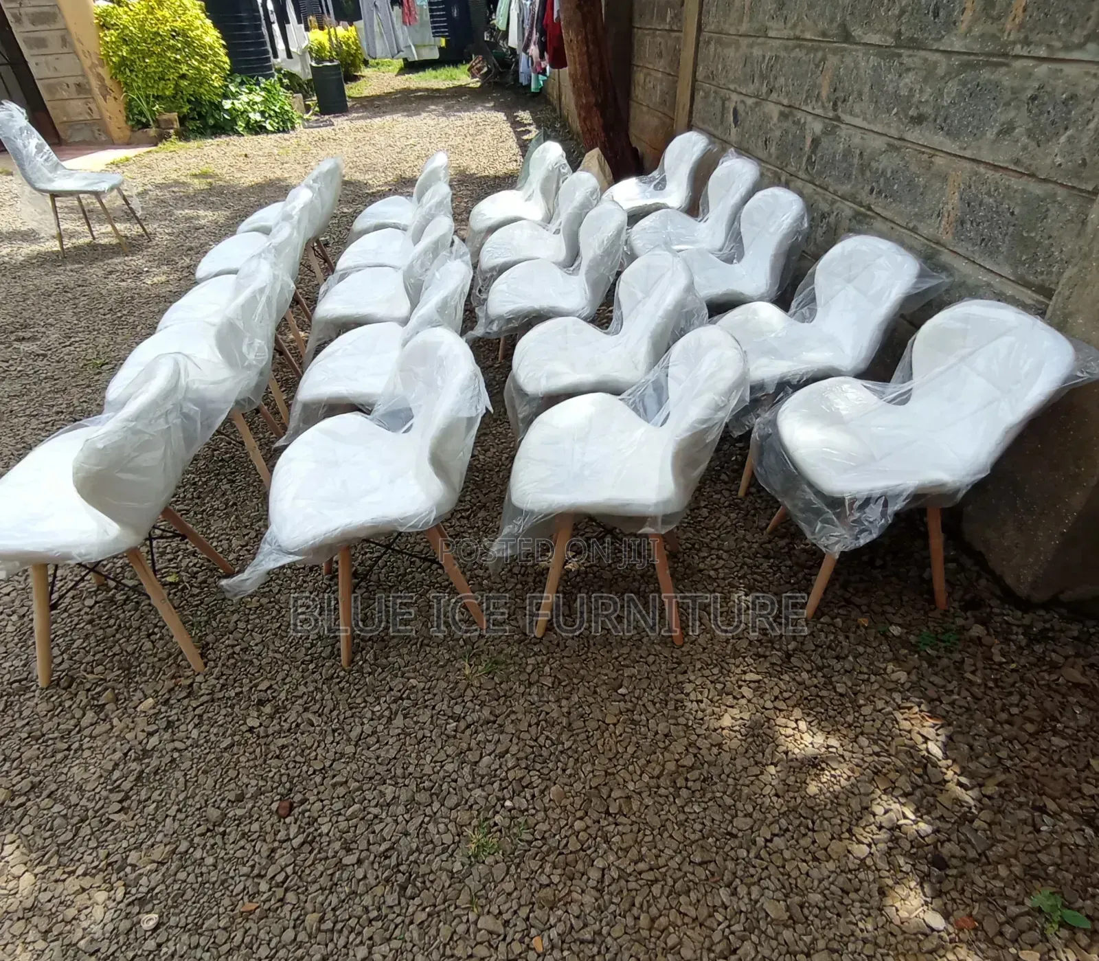 All White Leather Eames Chair