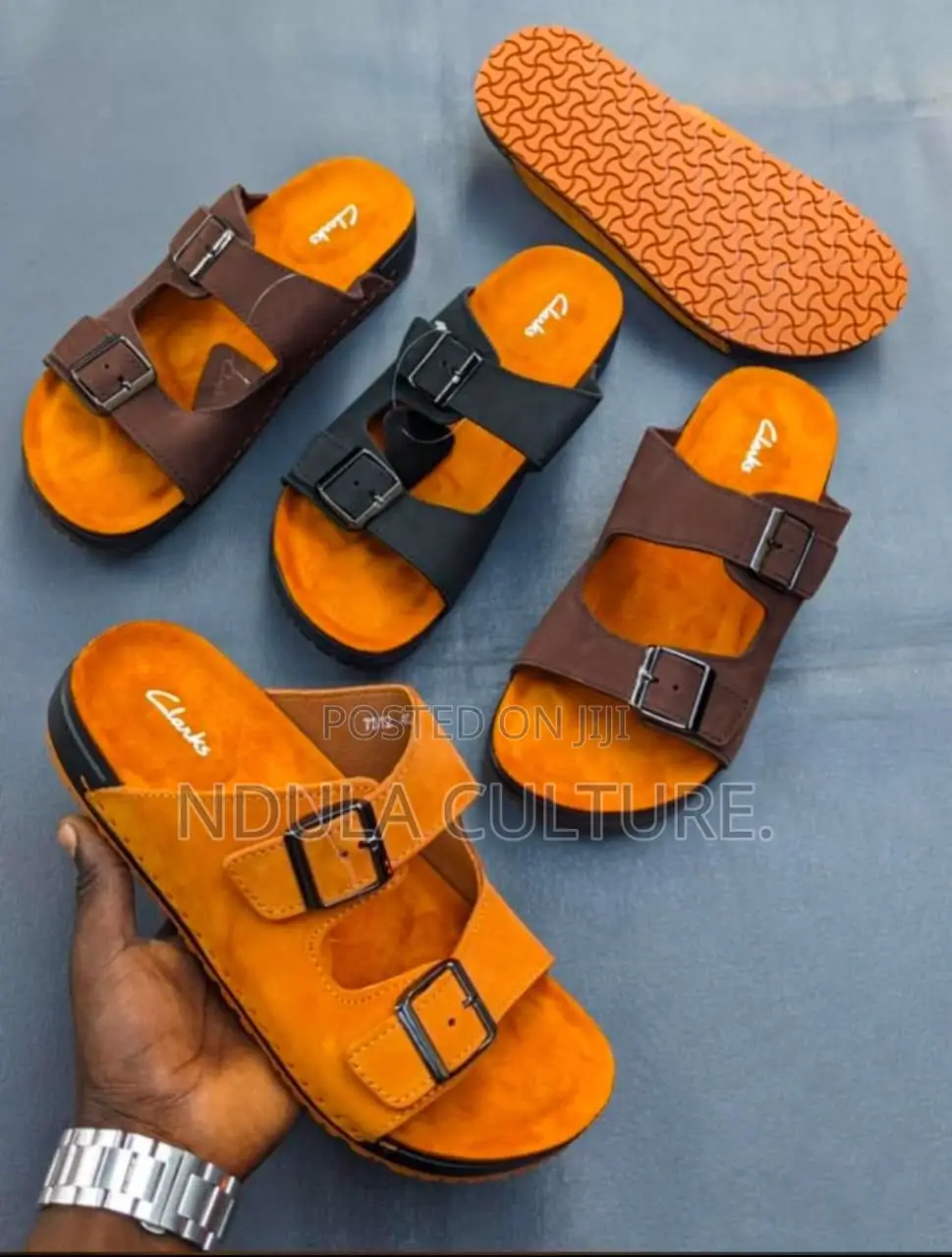 Clarks Pure Leather and Rubber Sole Buckle Sandal