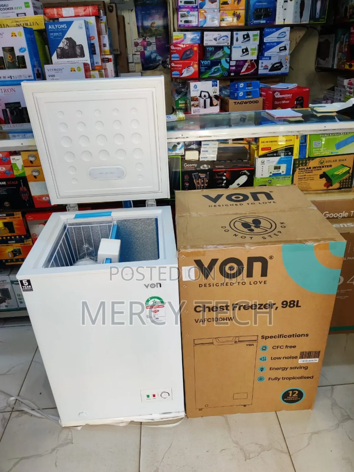 Von Chest Freezer (Vafc10dhw*), 98 L Capacity,