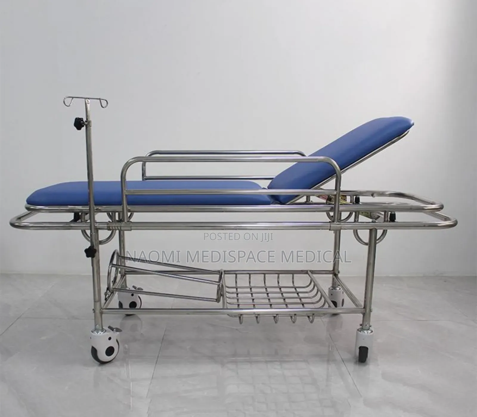 Imported Blue Patient Stretcher With Drip Stand