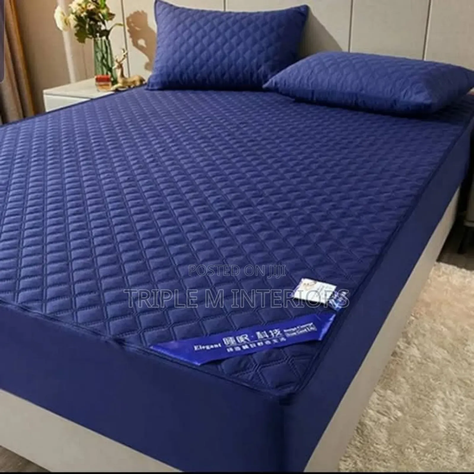 Navy Blue Waterproof Mattress Protector