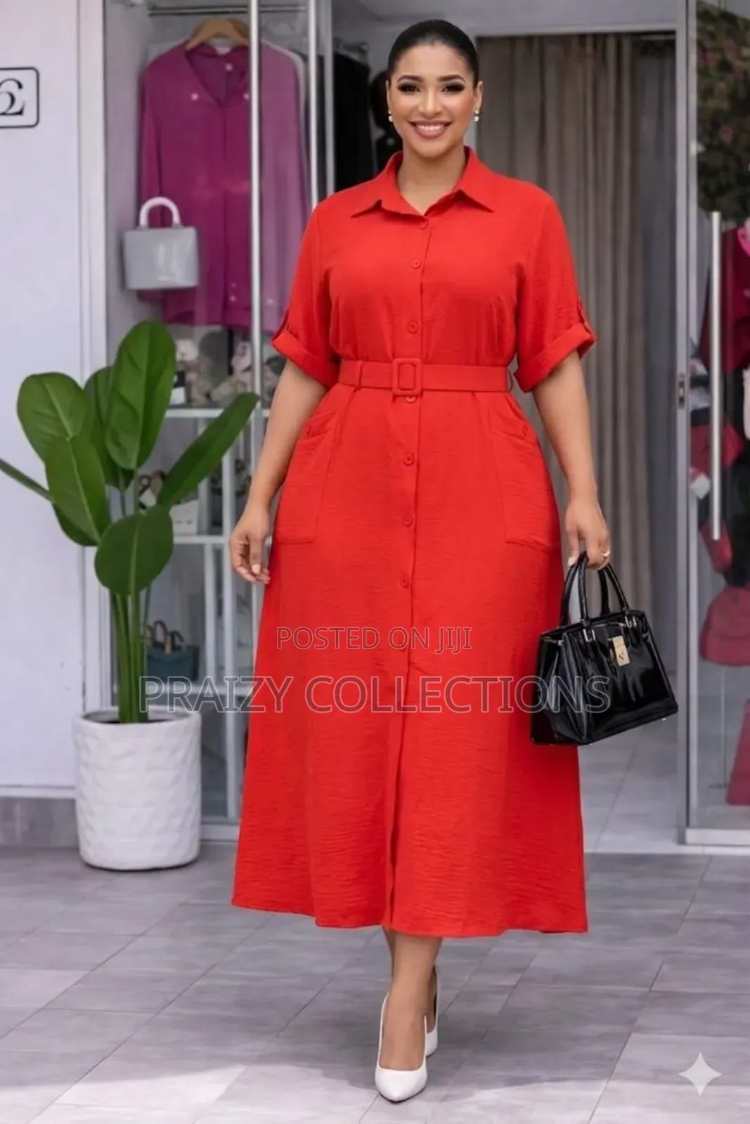 Pure Linen Buttoned Dress