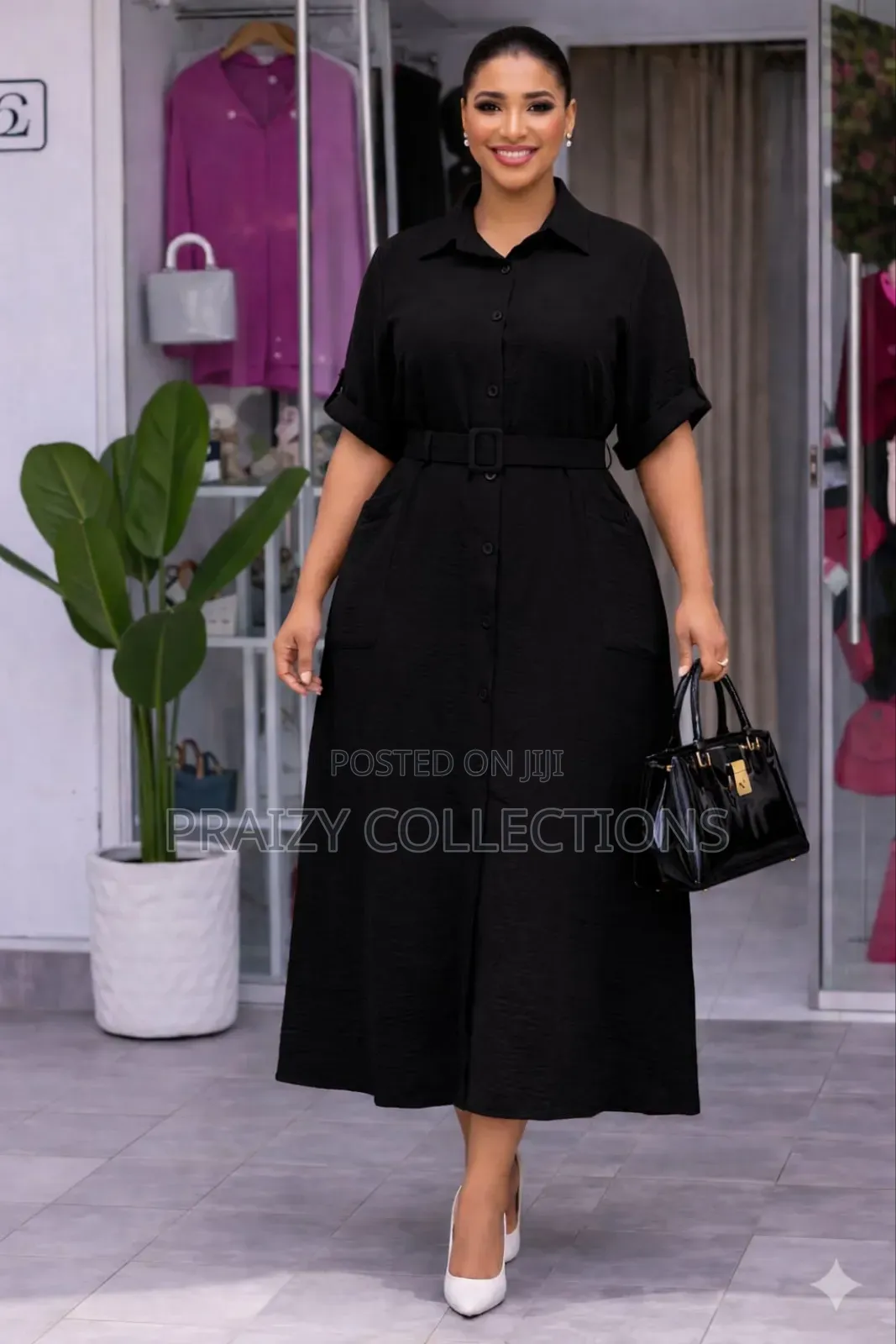 Pure Linen Buttoned Dress