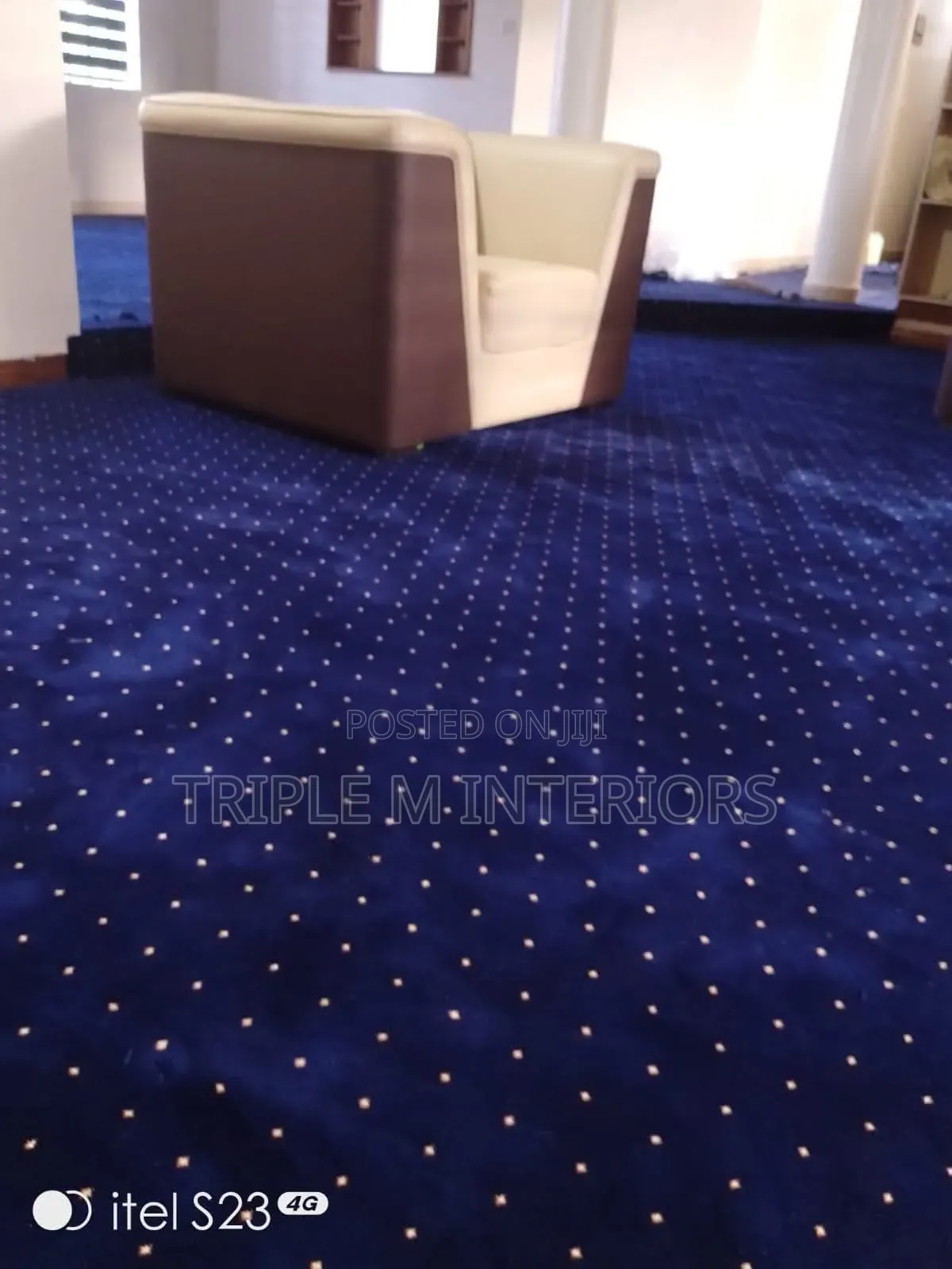 Soft Blue Dotted Executive 12mm Wall -Wall Carpet