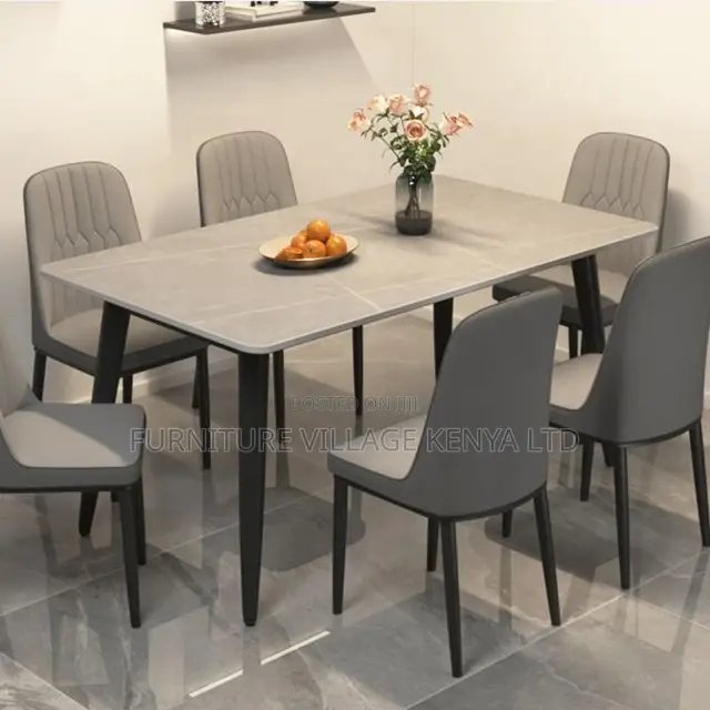 Dining Set; 4-Seater Marbel Table Dining Set