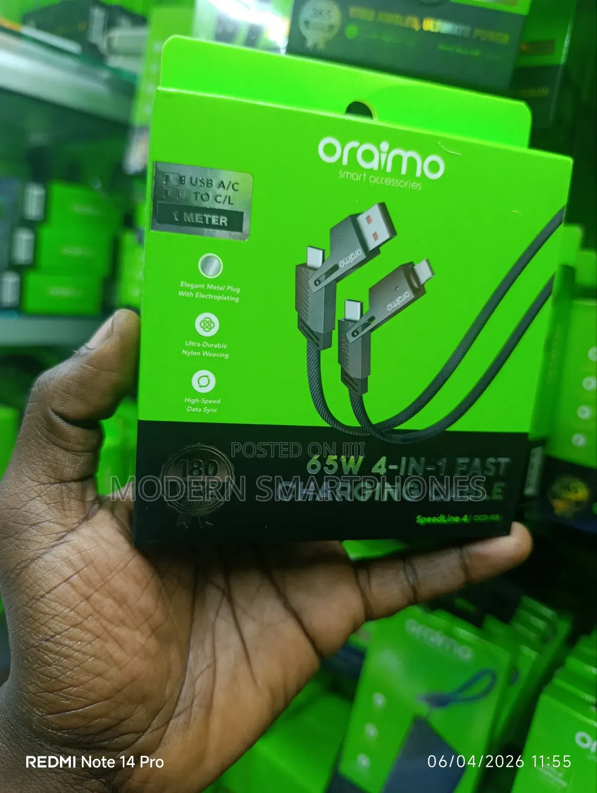 65w 4 in 1 Fast Charging Cable C to iPhone , C to C , iPhone