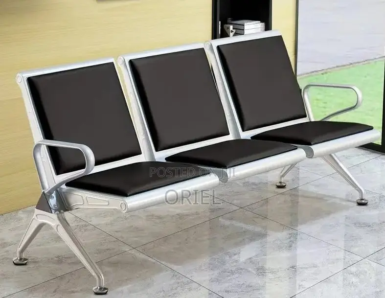 Office Bench : 3-Seater Padded Office Reception Ideal Waiting Bench