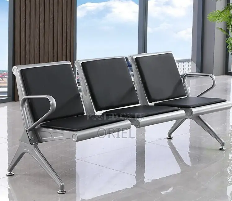 Office Bench : 3-Seater Padded Office Reception Ideal Waiting Bench