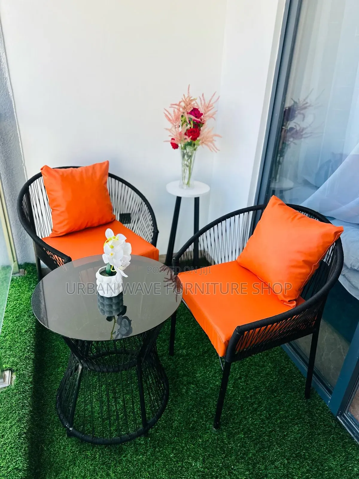 Glass Top Round Balcony Set