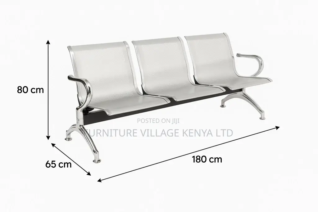 Office Bench; 3‐Seat Industrial Reception Bench