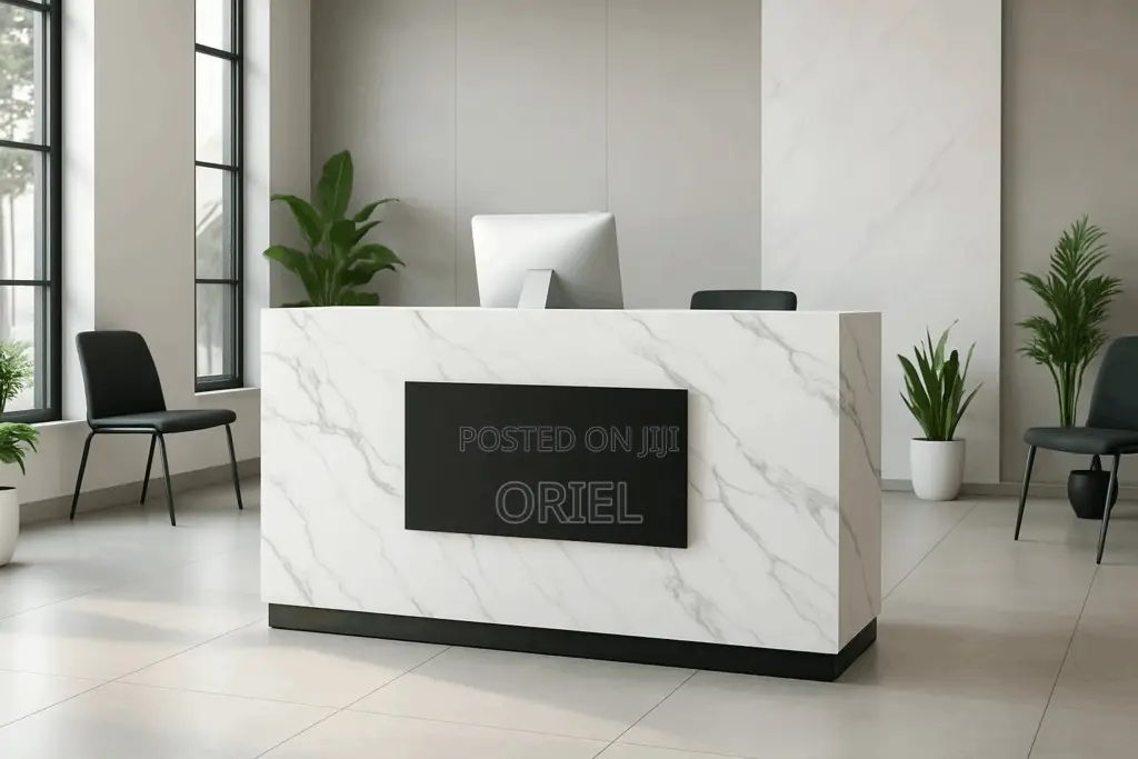 Office Desk : 1800mm Marble Front Office Reception Desk