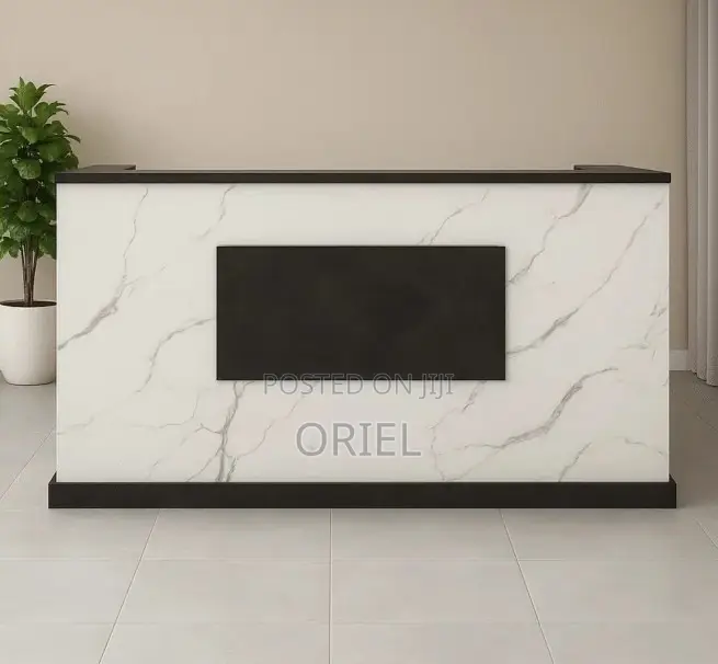 Office Desk : 1800mm Marble Front Office Reception Desk