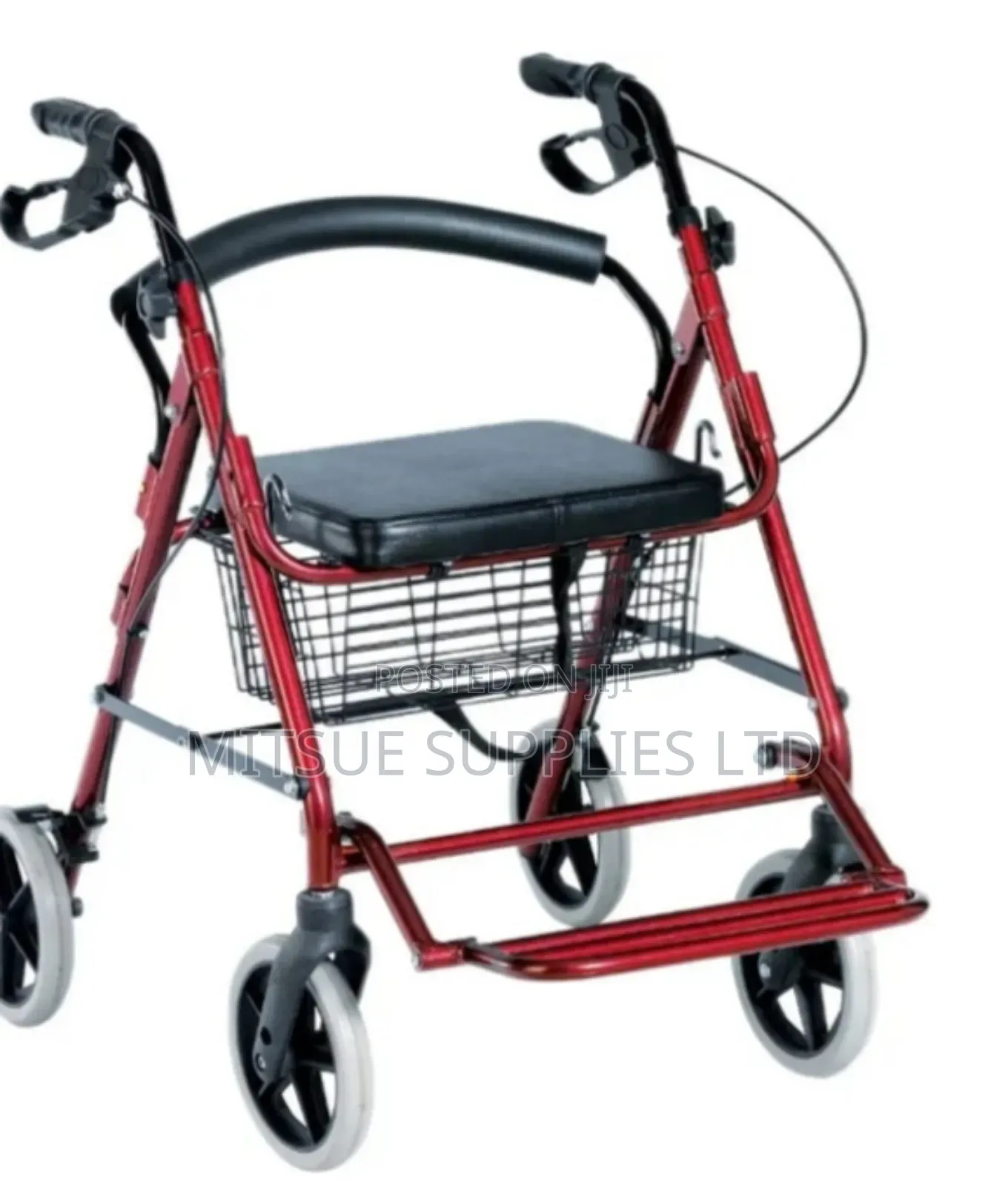 Aluminium Rollator With Arm Rest and Leg Rest, 4 Wheels Foldable