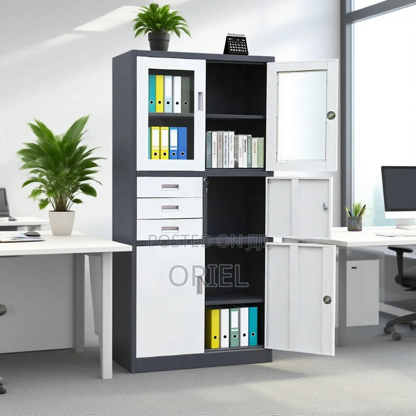 Office Cabinet : 2-Door Metallic Office Cabinet With Integrated Safe