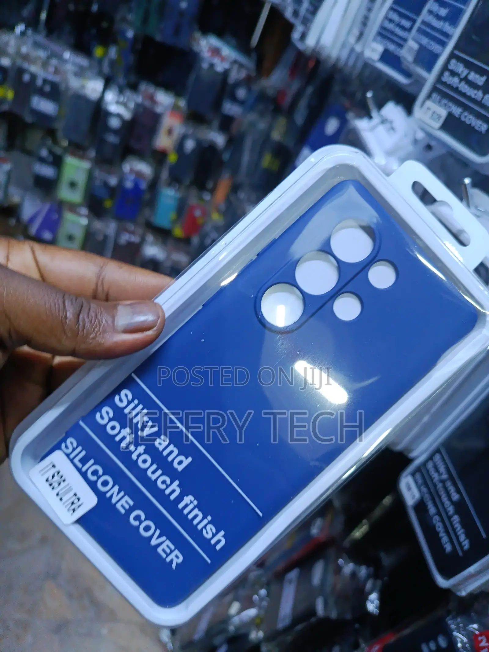 Blue Silicone Cover Designed for an Itel S25 Ultra Smartphone.