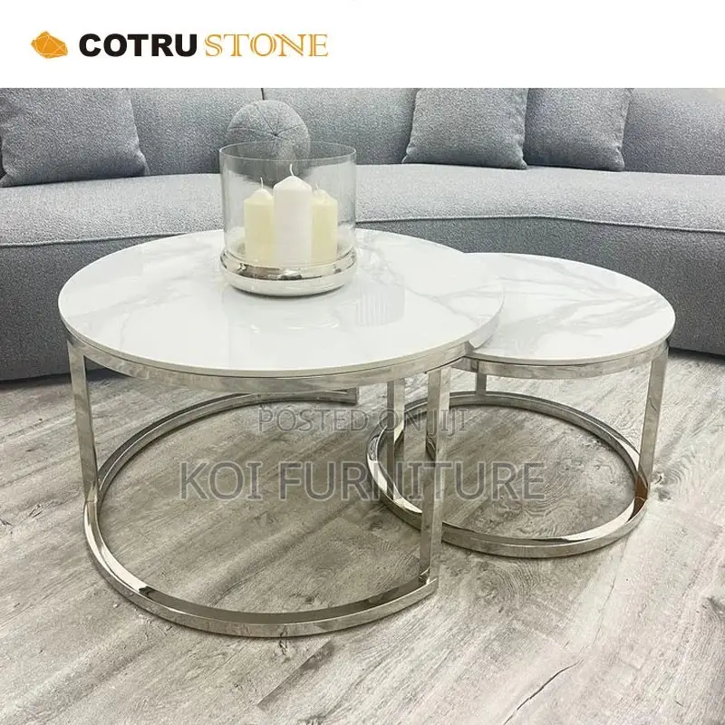 Coffe Table; Marble Paired Home Office Coffee Table