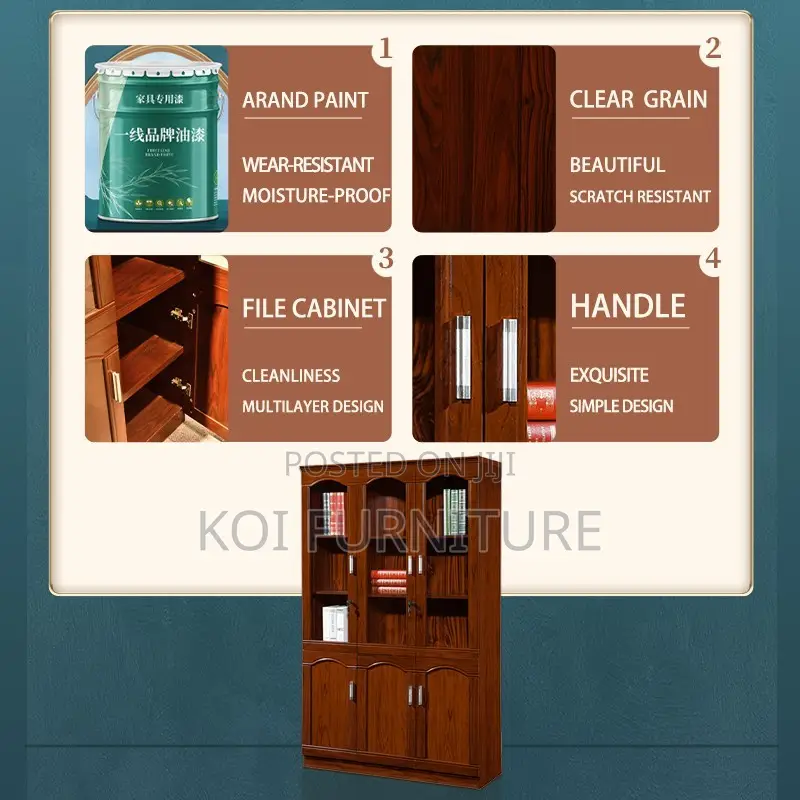 Office Cabinet; Three Doors Mahogany Large Capacity Executive Cabinet