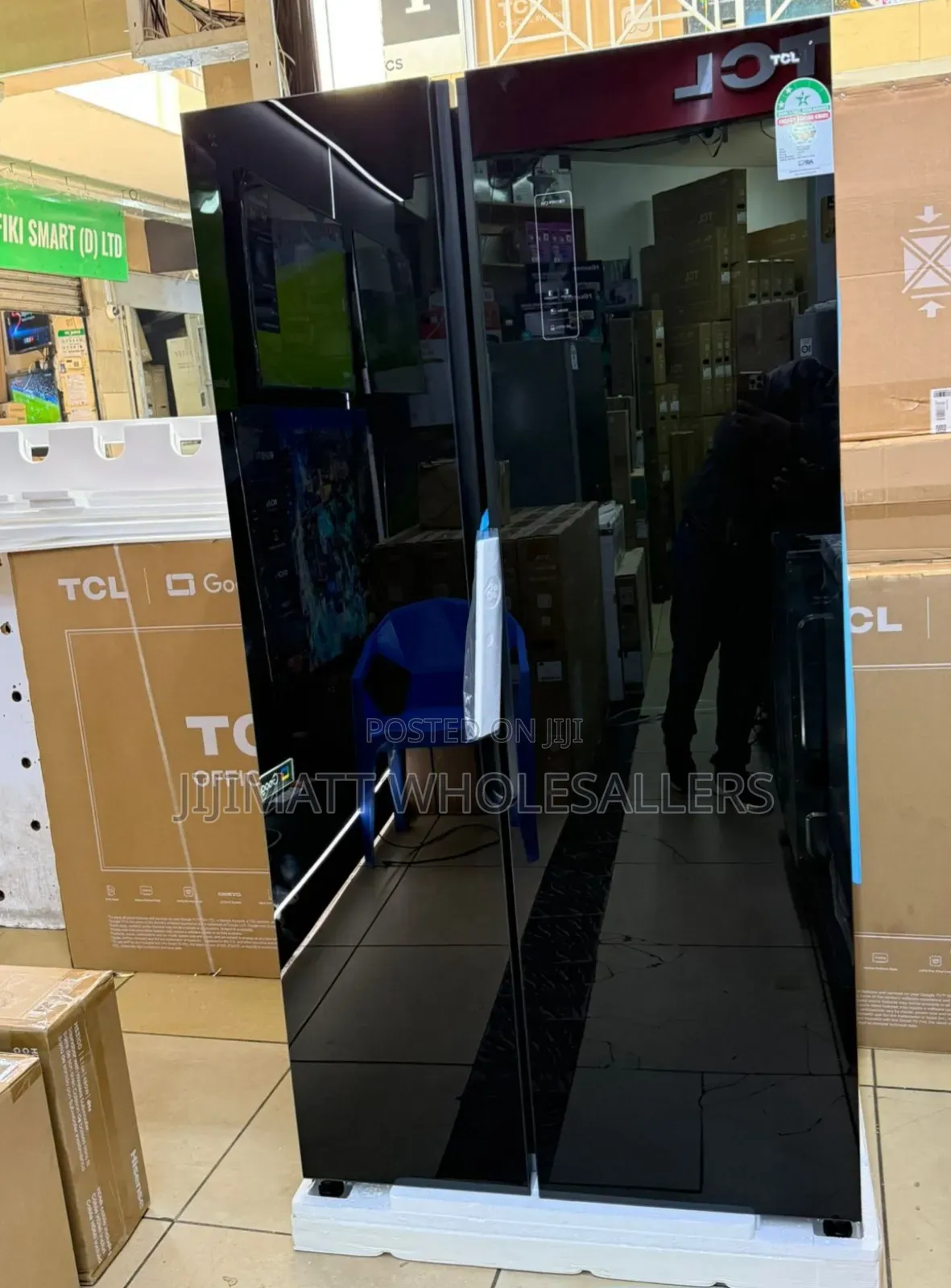 550 Litres Side by Side TCL Black Glass Door Refrigerator