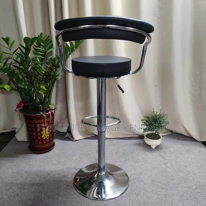 Barstool; Adjustable Black Bistro Stool With Footrest